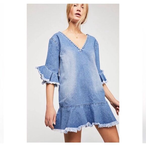 MLM Label Henri Denim Jean Dress Raw Hem Size XS - Picture 4 of 13